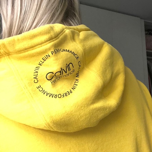 calvin klein yellow cropped hoodie - Picture 2 of 2
